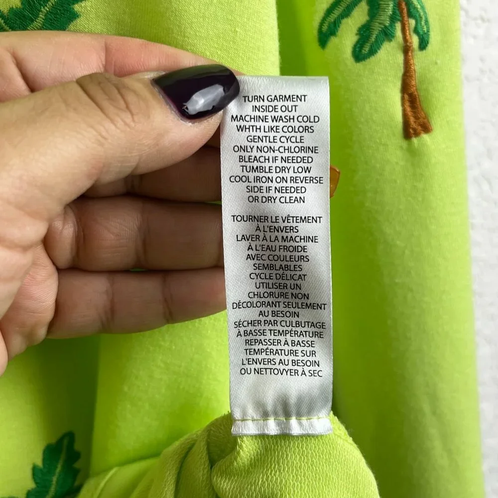Workshop Sweater Womens Medium Green Crewneck Embroidered Palm Tree Pullover - Picture 7 of 10